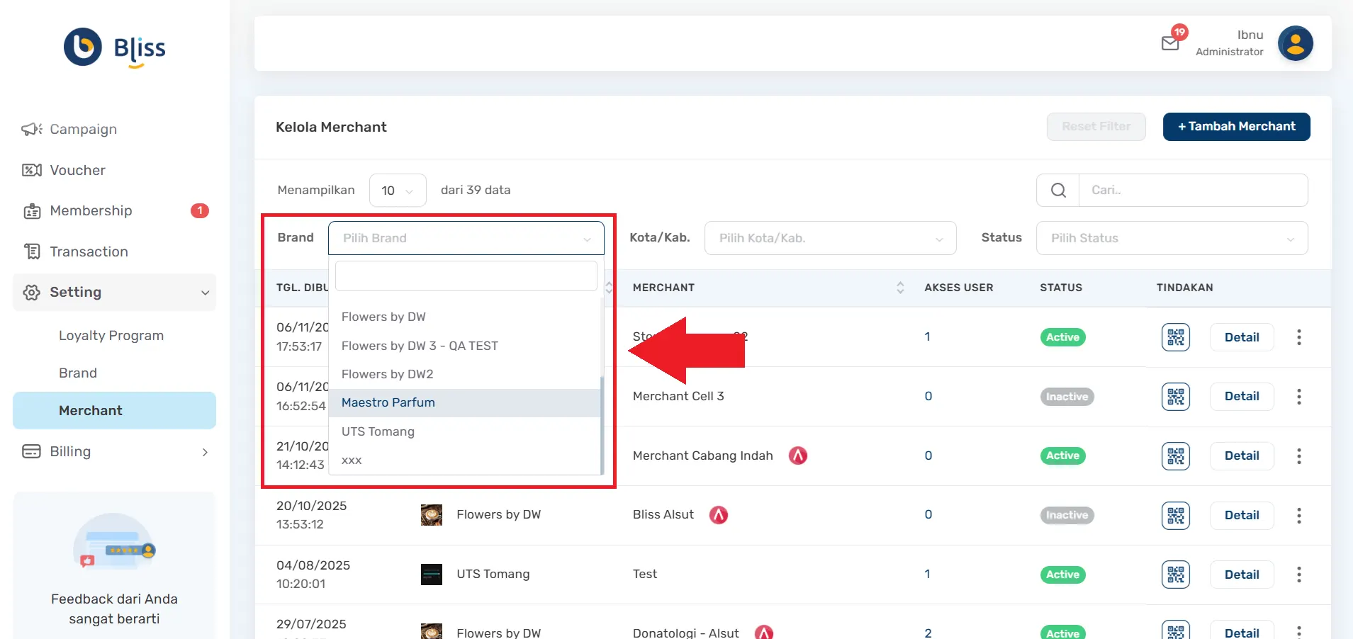 Cara akses halaman merchant